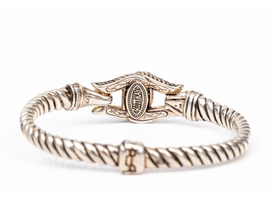 Scott Kay Sterling Silver Fabulous CZ Set Knot And Cable Hook Bracelet, Small Diameter