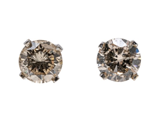 Simple 14K White Gold Diamond Stud Earrings