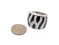 Sterling And Zirconia Zebra Form And Pring Brooch, Earrings And Ring, Ring Size 9.75
