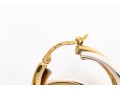 14k White And Yellow Gold Contemporary Intertwined Round Hoop Earrings