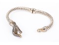 Scott Kay Sterling Silver Fabulous CZ Set Knot And Cable Hook Bracelet, Small Diameter