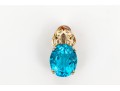 Sterling Silver And 14k Yellow Gold Striking Blue Topaz Pendant, App. 5.63 CTS