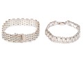 Sterling Silver Woven Bracelet Paired With A Sterling Silver Link Style Bracelet