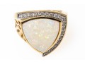 14K Opal And Diamond Contemporary Ring, Size 9.25