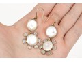 Sterling Vermeil Lovely Cultured Freshwater Pearl And Blue Topaz Flower Earrings