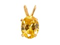 14k Yellow Gold Striking Oval Yellow Cz Pendant