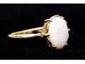10k Yellow Gold Pretty Oval White Opal Ring, Size 7