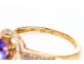 10k Yellow Gold Pretty Tanzaite And Diamond Halo Ring, Size 6.5