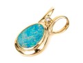14k Yellow Gold Striking Contemporary Boulder Opal Doublet And Diamond Pendant