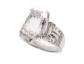 14k White Gold Pretty Palest Pink Morganite And Diamond Trimmed Ring, Size 8