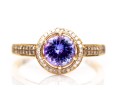 10k Yellow Gold Pretty Tanzaite And Diamond Halo Ring, Size 6.5