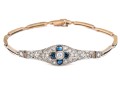 14k Beautiful Vintage Diamond (app. 0.33 TCW) And Sapphire Filigree Topped Bracelet