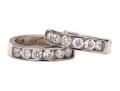 14k White Gold Classic Channel Cz Set Hinged Round Hoop Earrings