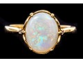10k Yellow Gold Pretty Oval White Opal Ring, Size 7