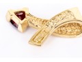 14k Yellow Gold Contemporary Trillion Garnet Set Pendant, App. 0.80 CTS