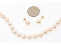 14K Complimentary Pearl Necklace And Stud Earrings