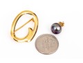 14k Yellow Gold Circle Brooch And Half Pair Cultured Freshwater Pearl Earring