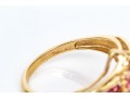 14k Yellow Gold Retry Style Bypass Dark And Light Pink Tourmaline Cluster Ring, Size 6+