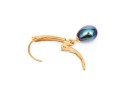 14k Yellow Gold Striking Black Cultured Freshwater Pearl Drop Earrings