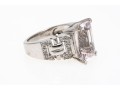 14k White Gold Pretty Palest Pink Morganite And Diamond Trimmed Ring, Size 8
