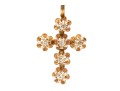 14k Yellow Gold Pretty Vintage Buttercup Set White Sapphire Cross