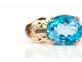 Sterling Silver And 14k Yellow Gold Striking Blue Topaz Pendant, App. 5.63 CTS