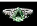 18k White Gold Pretty Seafoam Tourmaline And Diamond Ring, Size 5