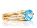 14k Yellow Gold Striking East/west Set Blue Topaz And Diamond Ring, Size 6.75