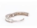 14k White Gold Classic Channel Cz Set Hinged Round Hoop Earrings
