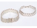 Sterling Silver Woven Bracelet Paired With A Sterling Silver Link Style Bracelet