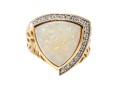 14K Opal And Diamond Contemporary Ring, Size 9.25
