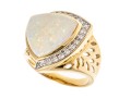 14K Opal And Diamond Contemporary Ring, Size 9.25