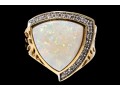14K Opal And Diamond Contemporary Ring, Size 9.25