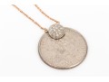 14k Rose Gold Pretty Delicate Pave Diamond Center Necklace, App. 0.07 TCW