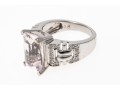 14k White Gold Pretty Palest Pink Morganite And Diamond Trimmed Ring, Size 8