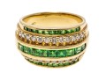 Handsome 14K Channel Set Tsavorite And Diamond Set Ring, Size 9.25