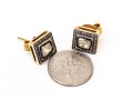 Blackened Sterling Silver Vermeil Gorgeous Macle Cut Diamond Halo Earrings