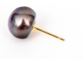 14k Yellow Gold Circle Brooch And Half Pair Cultured Freshwater Pearl Earring