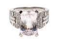 14k White Gold Pretty Palest Pink Morganite And Diamond Trimmed Ring, Size 8