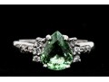 18k White Gold Pretty Seafoam Tourmaline And Diamond Ring, Size 5