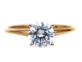 14k Yellow Gold Simple Round Brilliant Cut CZ Solitaire Ring, Size 6