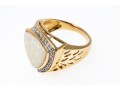 14K Opal And Diamond Contemporary Ring, Size 9.25