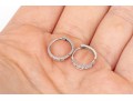 14k White Gold Classic Channel Cz Set Hinged Round Hoop Earrings