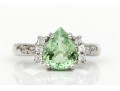 18k White Gold Pretty Seafoam Tourmaline And Diamond Ring, Size 5