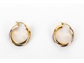 14k White And Yellow Gold Contemporary Intertwined Round Hoop Earrings