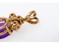 14k Yellow Gold Classic Oval Amethyst And Diamond Topped Pendant
