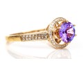 10k Yellow Gold Pretty Tanzaite And Diamond Halo Ring, Size 6.5