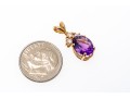 14k Yellow Gold Classic Oval Amethyst And Diamond Topped Pendant
