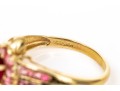 14k Yellow Gold Retry Style Bypass Dark And Light Pink Tourmaline Cluster Ring, Size 6+
