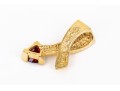 14k Yellow Gold Contemporary Trillion Garnet Set Pendant, App. 0.80 CTS